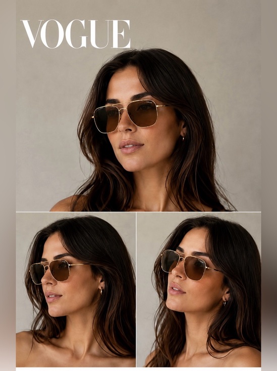 Vogue Accessories - Women's Vogue Gold Metal Aviator Sunglasses with Brown Lenses